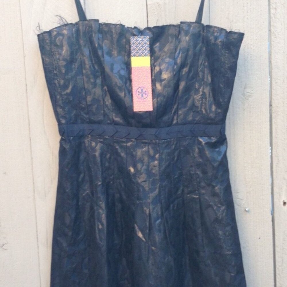 Tory Burch NEW "Renne" Black Metallic Fringe Dress 10 SPECTACULAR NWT